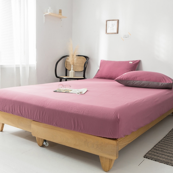 91家纺网 家纺一手货源 找家纺 蓝巢家纺 水洗棉全棉单品系列床笠 海棠红