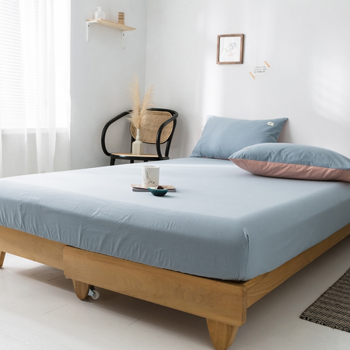 91家纺网 家纺一手货源 找家纺 蓝巢家纺 水洗棉全棉单品系列床笠 湖蓝