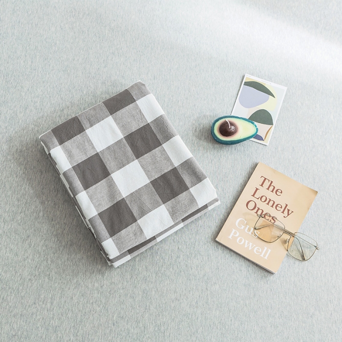 91家纺网 家纺一手货源 找家纺 蓝巢家纺 水洗棉全棉单品系列床笠 灰中格