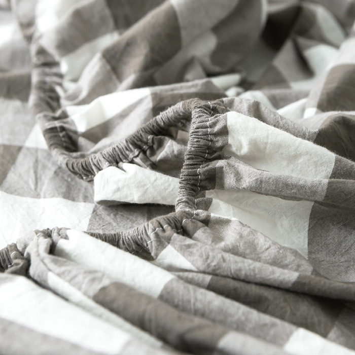 91家纺网 家纺一手货源 找家纺 蓝巢家纺 水洗棉全棉单品系列床笠 灰中格