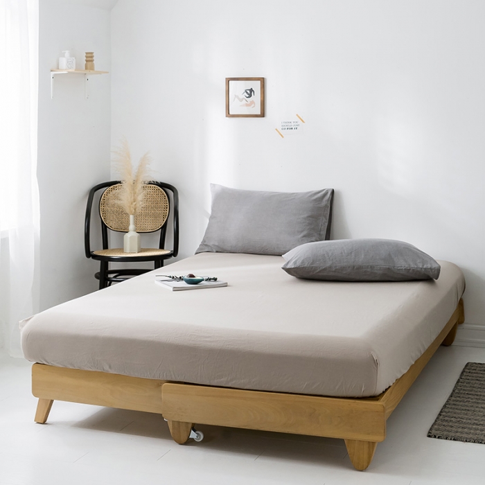 91家纺网 家纺一手货源 找家纺 蓝巢家纺 水洗棉全棉单品系列床笠 卡其