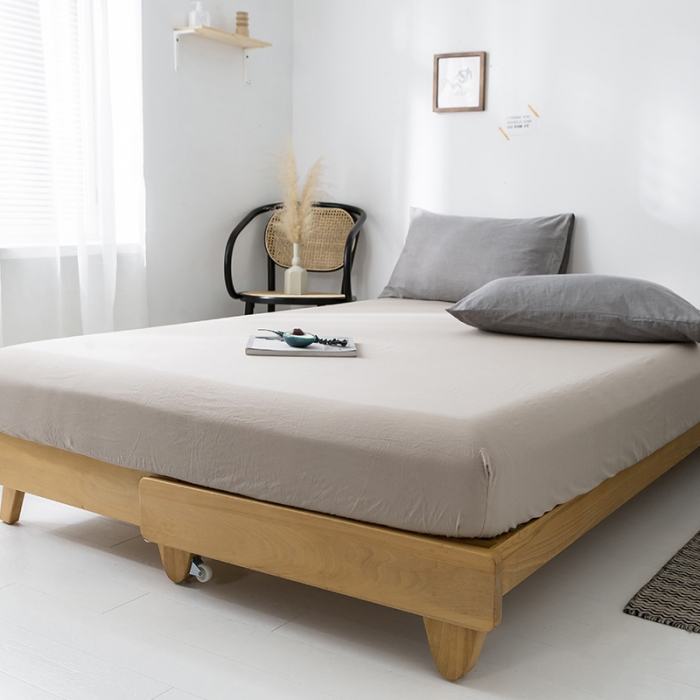 91家纺网 家纺一手货源 找家纺 蓝巢家纺 水洗棉全棉单品系列床笠 卡其