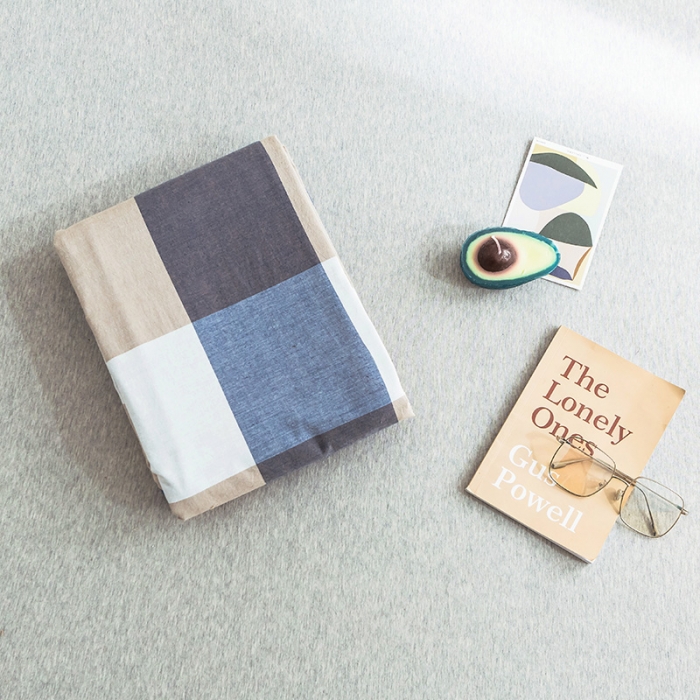 91家纺网 家纺一手货源 找家纺 蓝巢家纺 水洗棉全棉单品系列床笠 蓝调格