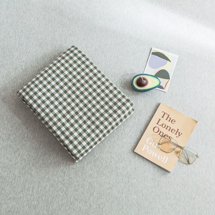 91家纺网 家纺一手货源 找家纺 蓝巢家纺 水洗棉全棉单品系列床笠 绿小格