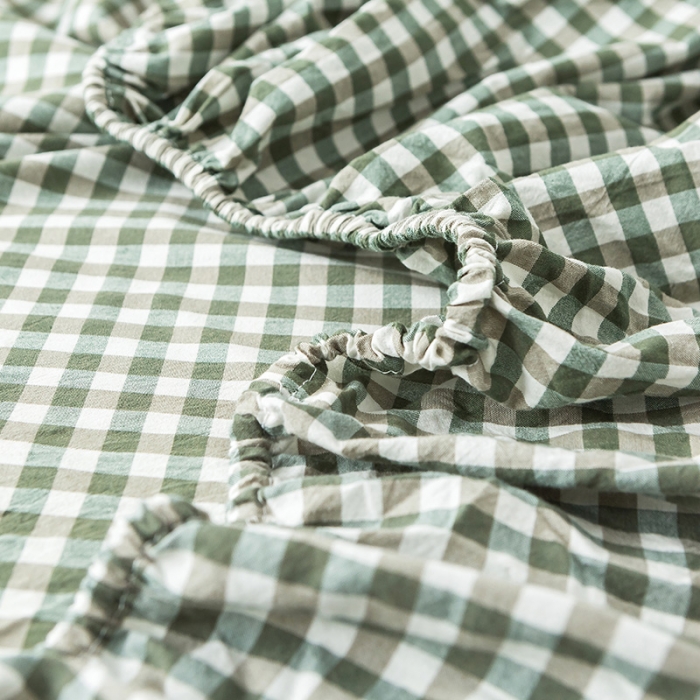 91家纺网 家纺一手货源 找家纺 蓝巢家纺 水洗棉全棉单品系列床笠 绿小格