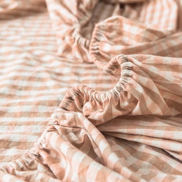 91家纺网 家纺一手货源 找家纺 蓝巢家纺 水洗棉全棉单品系列床笠 蜜粉格