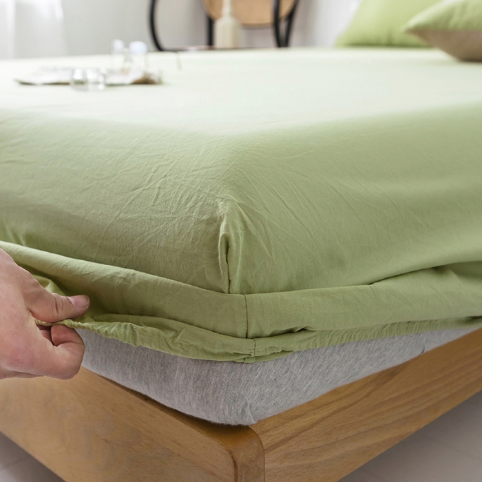 91家纺网 家纺一手货源 找家纺 蓝巢家纺 水洗棉全棉单品系列床笠 抹茶绿