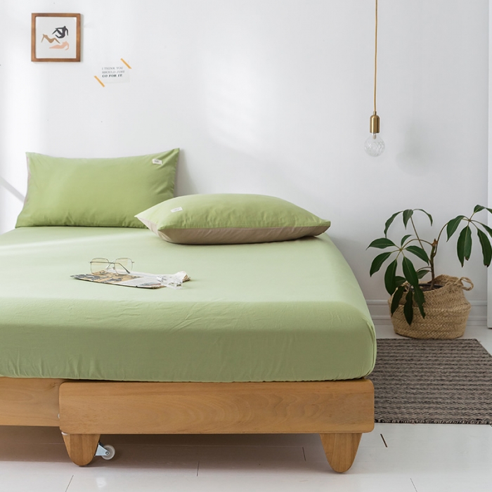 91家纺网 家纺一手货源 找家纺 蓝巢家纺 水洗棉全棉单品系列床笠 抹茶绿