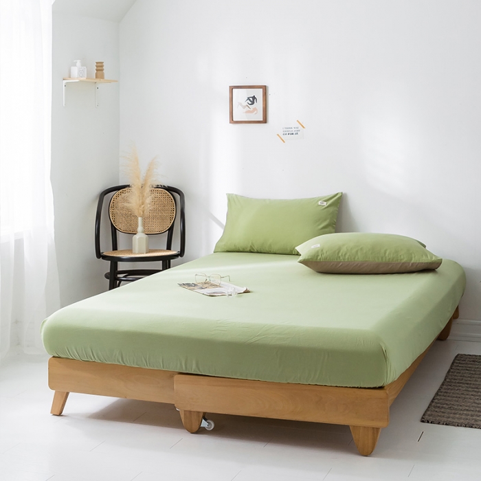 91家纺网 家纺一手货源 找家纺 蓝巢家纺 水洗棉全棉单品系列床笠 抹茶绿