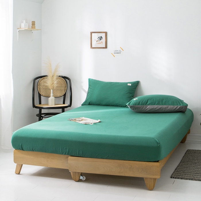 91家纺网 家纺一手货源 找家纺 蓝巢家纺 水洗棉全棉单品系列床笠 墨绿