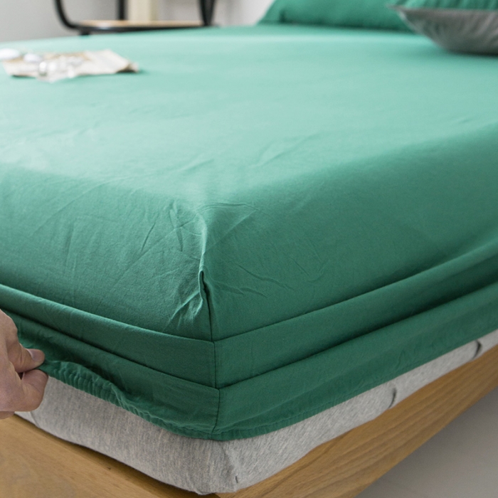 91家纺网 家纺一手货源 找家纺 蓝巢家纺 水洗棉全棉单品系列床笠 墨绿