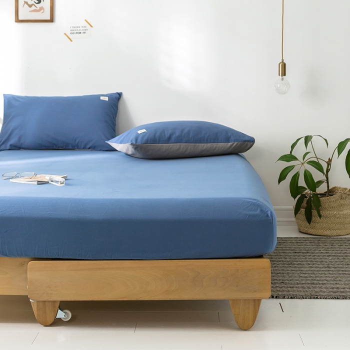 91家纺网 家纺一手货源 找家纺 蓝巢家纺 水洗棉全棉单品系列床笠 牛仔蓝