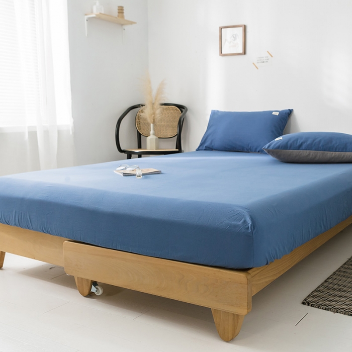 91家纺网 家纺一手货源 找家纺 蓝巢家纺 水洗棉全棉单品系列床笠 牛仔蓝