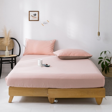 蓝巢家纺 水洗棉全棉单品系列床笠 浅粉