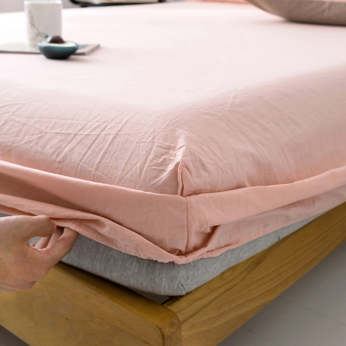 91家纺网 家纺一手货源 找家纺 蓝巢家纺 水洗棉全棉单品系列床笠 浅粉