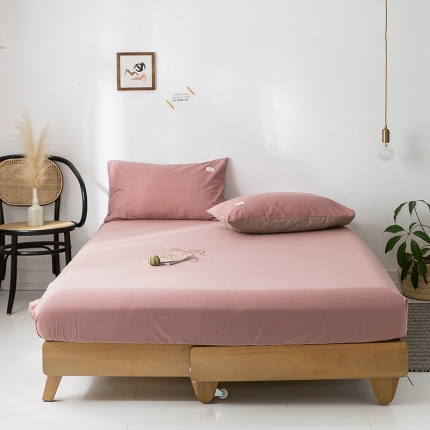 蓝巢家纺 水洗棉全棉单品系列床笠 珊瑚红