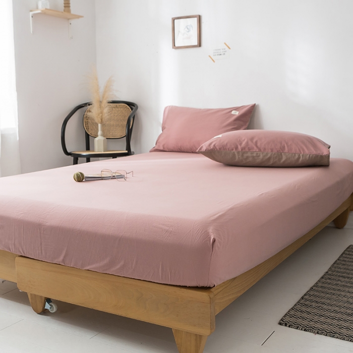 91家纺网 家纺一手货源 找家纺 蓝巢家纺 水洗棉全棉单品系列床笠 珊瑚红