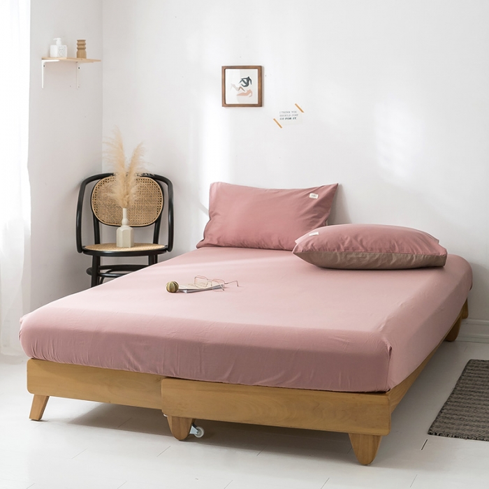 91家纺网 家纺一手货源 找家纺 蓝巢家纺 水洗棉全棉单品系列床笠 珊瑚红