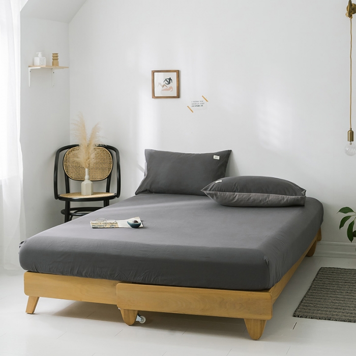 91家纺网 家纺一手货源 找家纺 蓝巢家纺 水洗棉全棉单品系列床笠 深灰