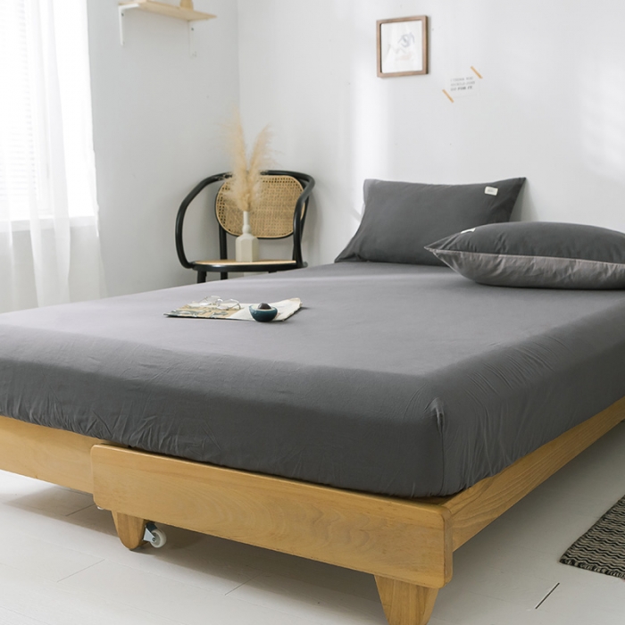 91家纺网 家纺一手货源 找家纺 蓝巢家纺 水洗棉全棉单品系列床笠 深灰