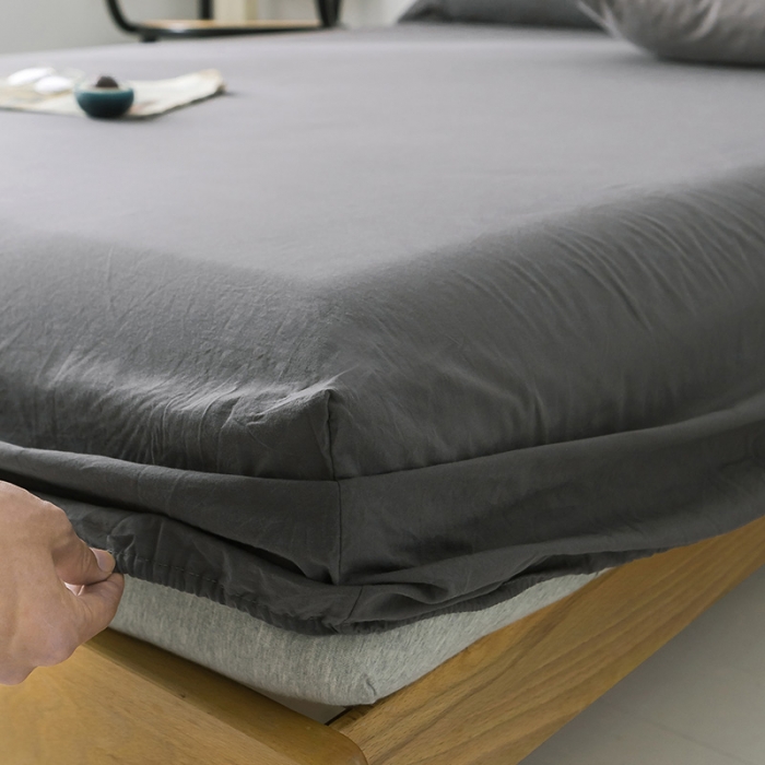 91家纺网 家纺一手货源 找家纺 蓝巢家纺 水洗棉全棉单品系列床笠 深灰