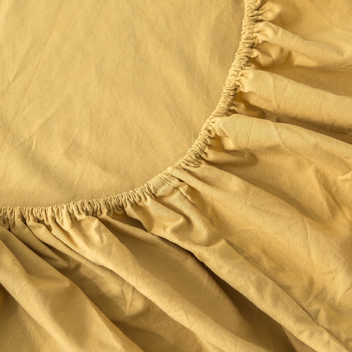 91家纺网 家纺一手货源 找家纺 蓝巢家纺 水洗棉全棉单品系列床笠 杏黄