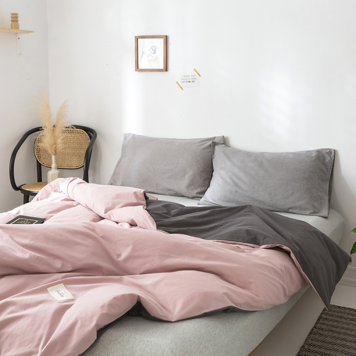 91家纺网 家纺一手货源 找家纺 蓝巢家纺 水洗棉全棉单品系列被套 豆沙深灰