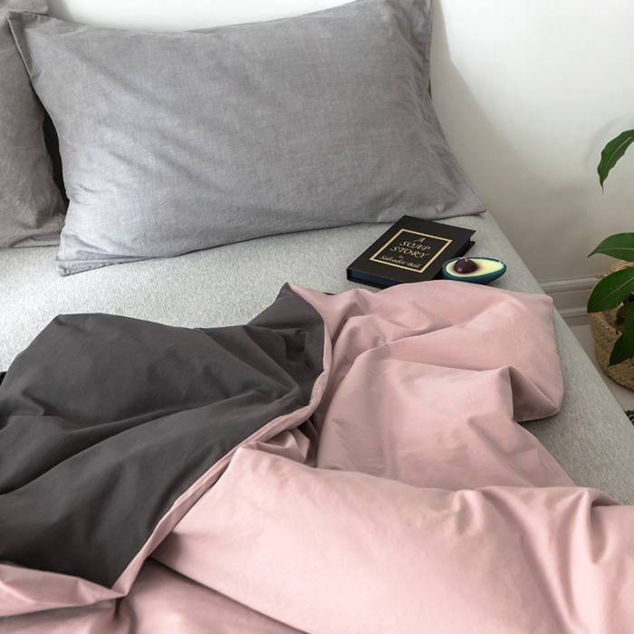 91家纺网 家纺一手货源 找家纺 蓝巢家纺 水洗棉全棉单品系列被套 豆沙深灰