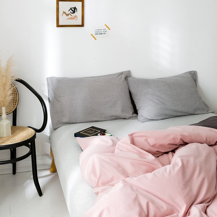 91家纺网 家纺一手货源 找家纺 蓝巢家纺 水洗棉全棉单品系列被套 豆沙深灰