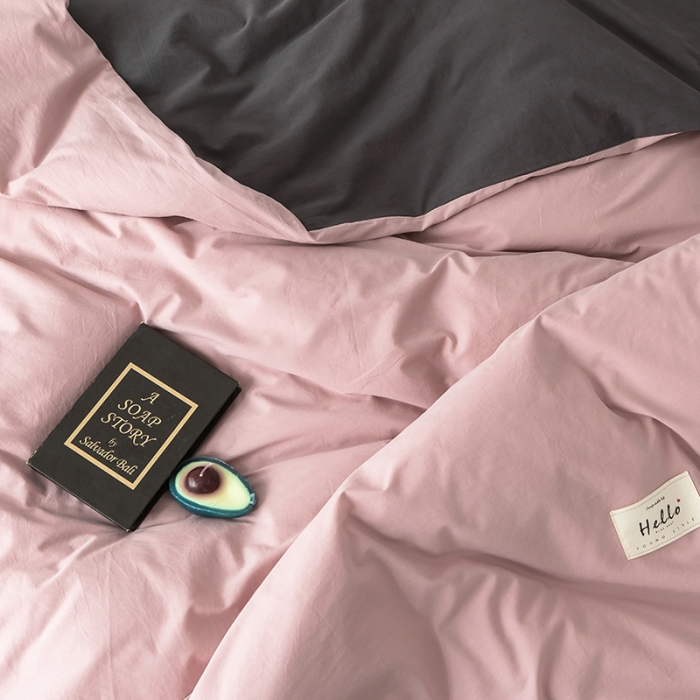 91家纺网 家纺一手货源 找家纺 蓝巢家纺 水洗棉全棉单品系列被套 豆沙深灰