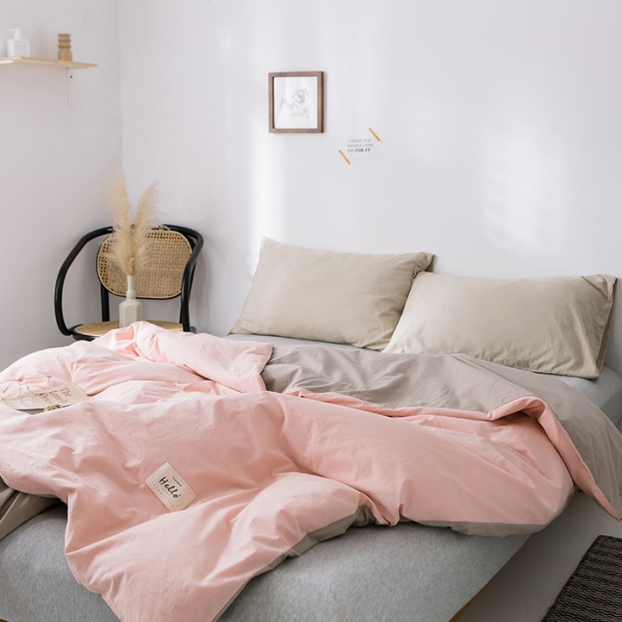 91家纺网 家纺一手货源 找家纺 蓝巢家纺 水洗棉全棉单品系列被套 粉卡其