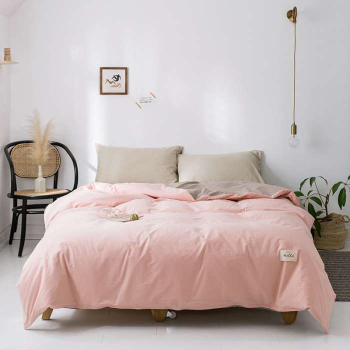 91家纺网 家纺一手货源 找家纺 蓝巢家纺 水洗棉全棉单品系列被套 粉卡其