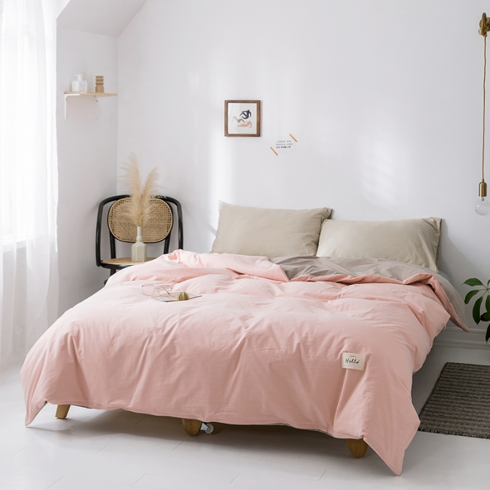 91家纺网 家纺一手货源 找家纺 蓝巢家纺 水洗棉全棉单品系列被套 粉卡其