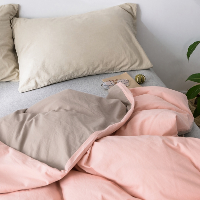 91家纺网 家纺一手货源 找家纺 蓝巢家纺 水洗棉全棉单品系列被套 粉卡其