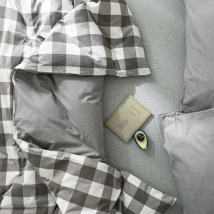 91家纺网 家纺一手货源 找家纺 蓝巢家纺 水洗棉全棉单品系列被套 灰中格