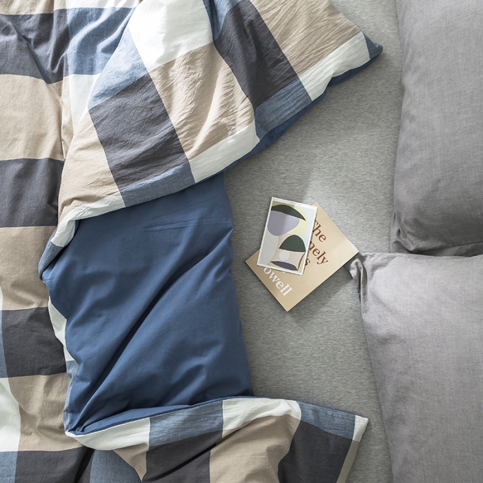 91家纺网 家纺一手货源 找家纺 蓝巢家纺 水洗棉全棉单品系列被套 蓝调格