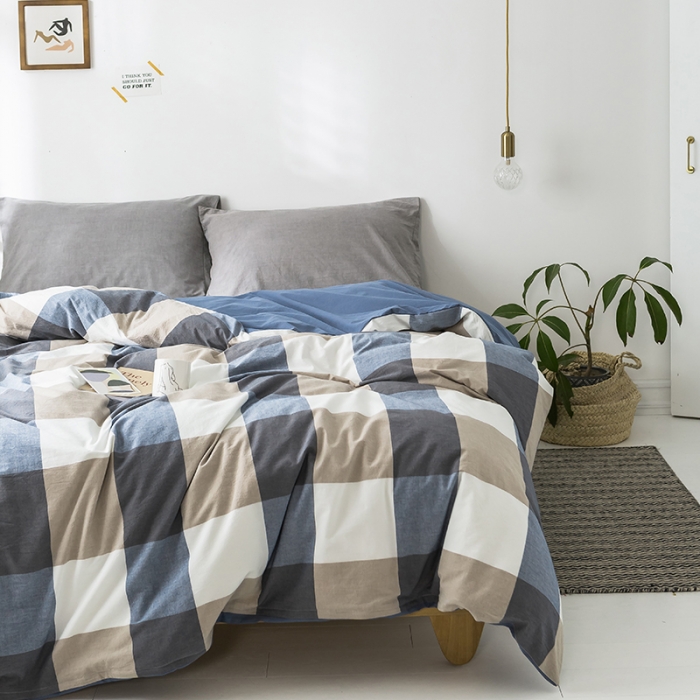 91家纺网 家纺一手货源 找家纺 蓝巢家纺 水洗棉全棉单品系列被套 蓝调格