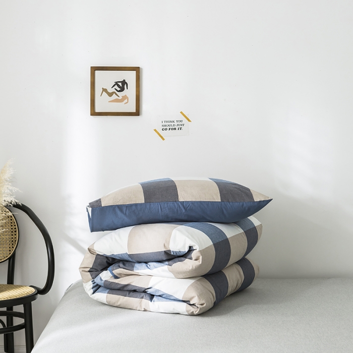 91家纺网 家纺一手货源 找家纺 蓝巢家纺 水洗棉全棉单品系列被套 蓝调格