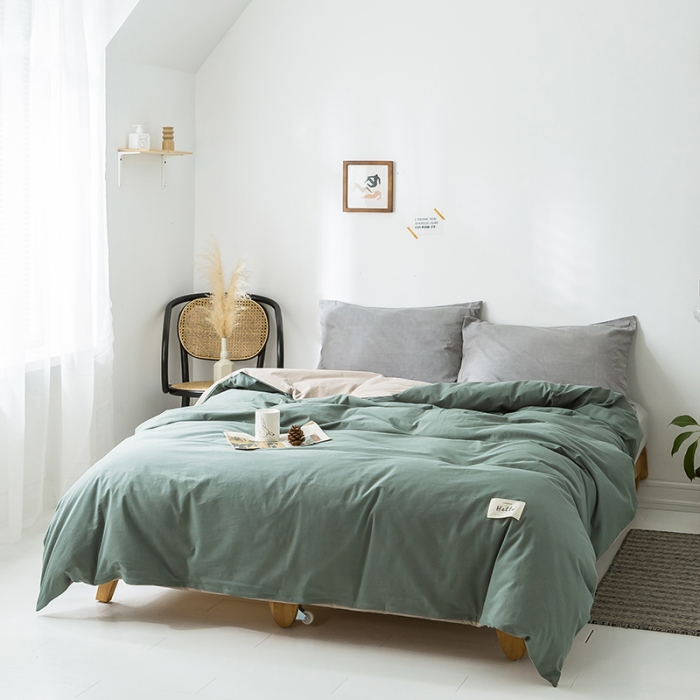 91家纺网 家纺一手货源 找家纺 蓝巢家纺 水洗棉全棉单品系列被套 绿卡其