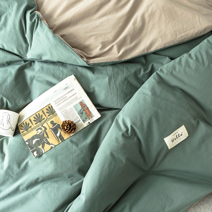 91家纺网 家纺一手货源 找家纺 蓝巢家纺 水洗棉全棉单品系列被套 绿卡其