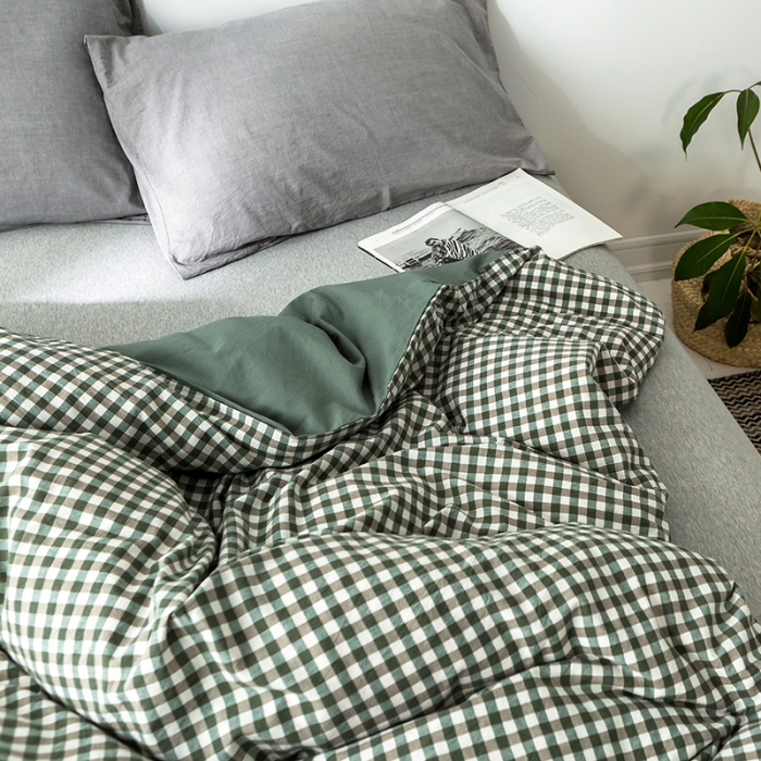 91家纺网 家纺一手货源 找家纺 蓝巢家纺 水洗棉全棉单品系列被套 绿小格
