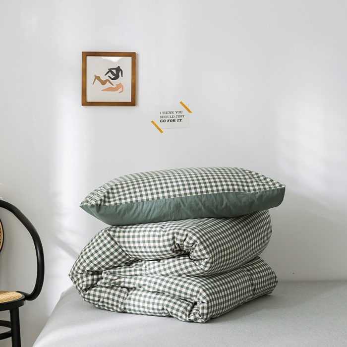 91家纺网 家纺一手货源 找家纺 蓝巢家纺 水洗棉全棉单品系列被套 绿小格