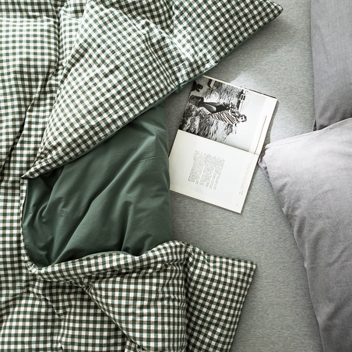 91家纺网 家纺一手货源 找家纺 蓝巢家纺 水洗棉全棉单品系列被套 绿小格