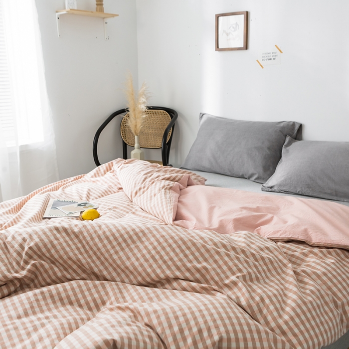 91家纺网 家纺一手货源 找家纺 蓝巢家纺 水洗棉全棉单品系列被套 蜜粉格