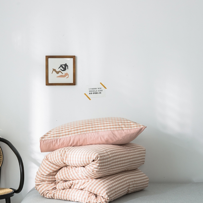 91家纺网 家纺一手货源 找家纺 蓝巢家纺 水洗棉全棉单品系列被套 蜜粉格