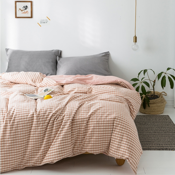 91家纺网 家纺一手货源 找家纺 蓝巢家纺 水洗棉全棉单品系列被套 蜜粉格