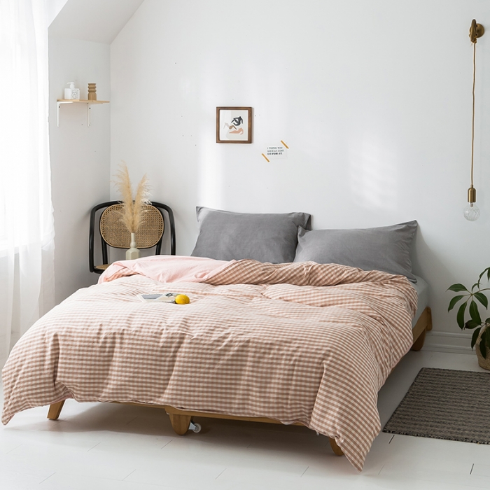 91家纺网 家纺一手货源 找家纺 蓝巢家纺 水洗棉全棉单品系列被套 蜜粉格