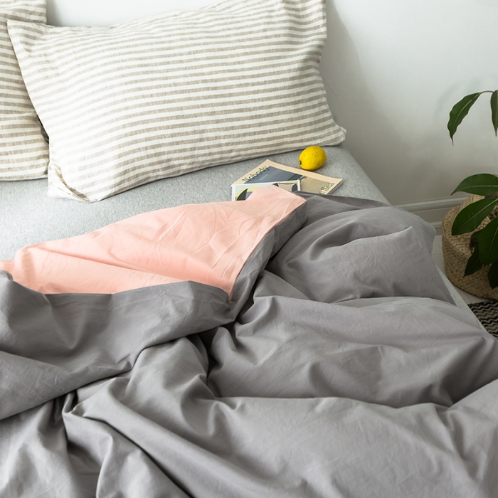91家纺网 家纺一手货源 找家纺 蓝巢家纺 水洗棉全棉单品系列被套 浅灰粉