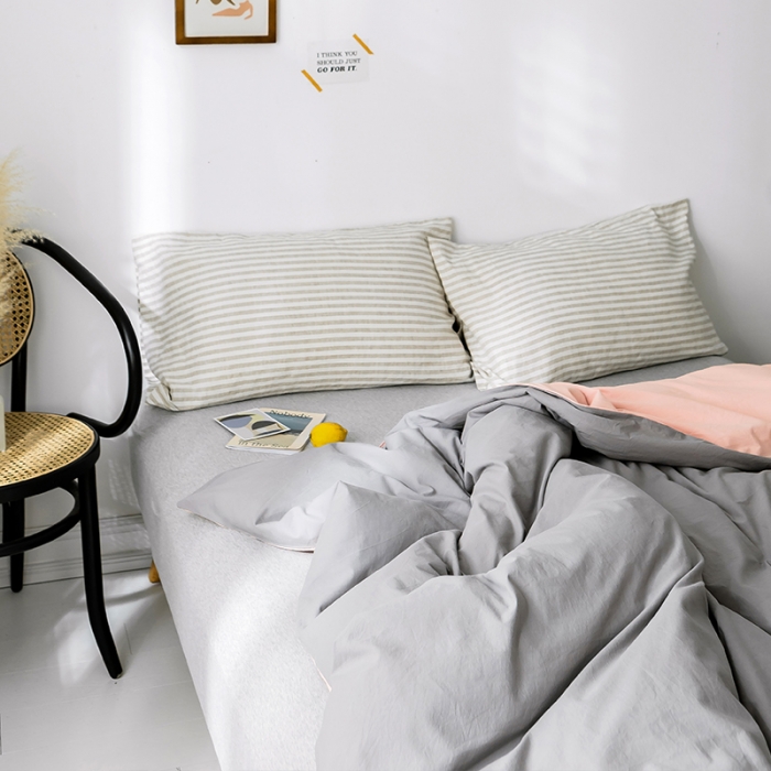 91家纺网 家纺一手货源 找家纺 蓝巢家纺 水洗棉全棉单品系列被套 浅灰粉