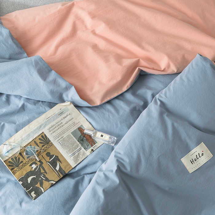 91家纺网 家纺一手货源 找家纺 蓝巢家纺 水洗棉全棉单品系列被套 浅蓝粉